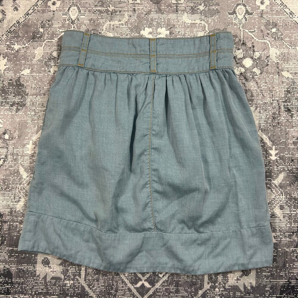 LUX Chambray Denim Mini Skirt Size 2 High Rise Double Button + Belt Loop - Picture 4 of 8
